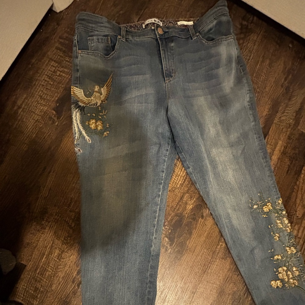 Code Bleu Denim Jeans with Gold Accents